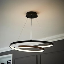 Black Ceiling Light Fitting Integrated LED Hanging Adjustable Living Room Light