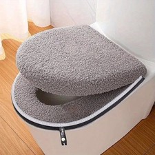 Toilet Seat Cover Soft Thicker Warmer Stretchable Washable Cushion Mat Bathroom