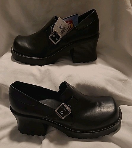 Vtg Y2K Witch Goth Core Chunky Lug Platform Mary Jane Black Addams Shoes 90s 8.5 - Picture 4 of 11