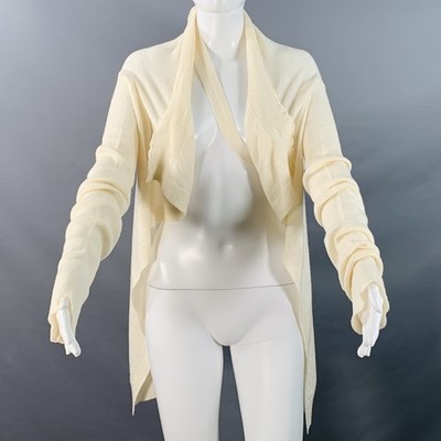 Rick Owens Vintage SS08 Größe M Creme Merino Wolle Strick Distressed Cardigan