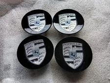 Black + Silver Porsche Classic Hub Caps 76mm Fits Most OEM Porsche Wheels