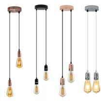 Industrial Ceiling Pendant Light Fitting 2 Way Cluster Hanging Lamp LED E27