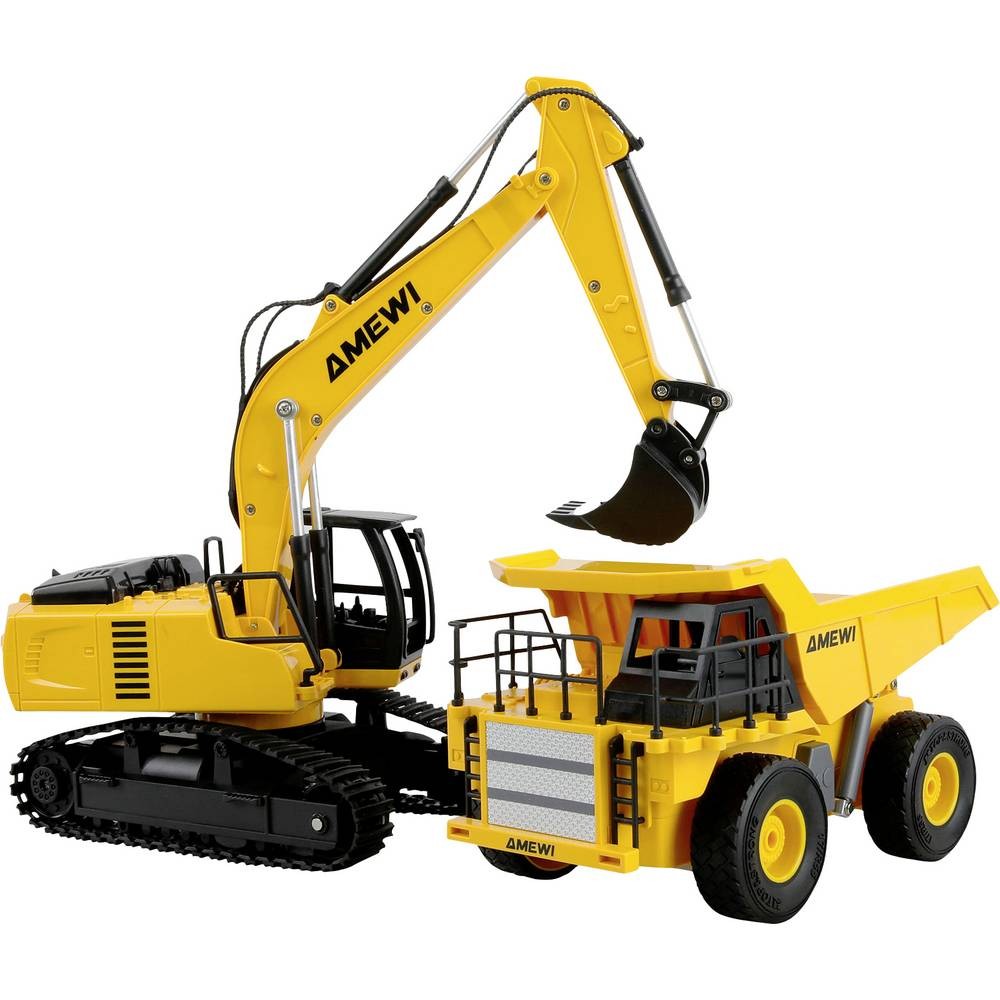 Kit de chantier RC Amewi 22710 avec benne basculante et bras articulé fonctionnel