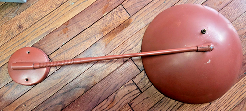 1950s Wall Lamp, brown, shade is aluminum, rest is steel. Very rare MCM piece - Picture 2 of 7