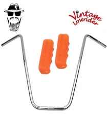 Original Lowrider 24" 22.2 D Handlebar Chrome Custom 120mm Grips Sparkle/Orange