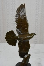Bronze PIGEON Statue Flying Marble France Sculpture Bird Art Decor