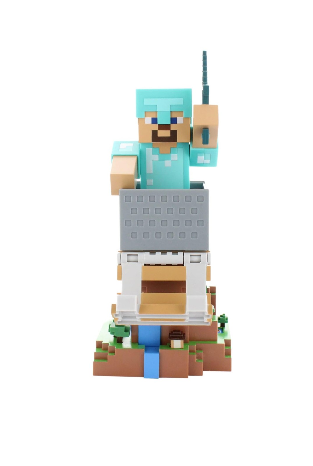 Support Minecraft Steve en armure de diamant pour décorer un bureau gaming ado