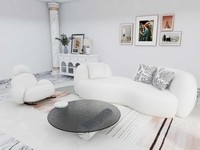 WeißE Wohnzimmer Sitzgarnitur Stilvoller Dreisitzer Schaukelstuhl