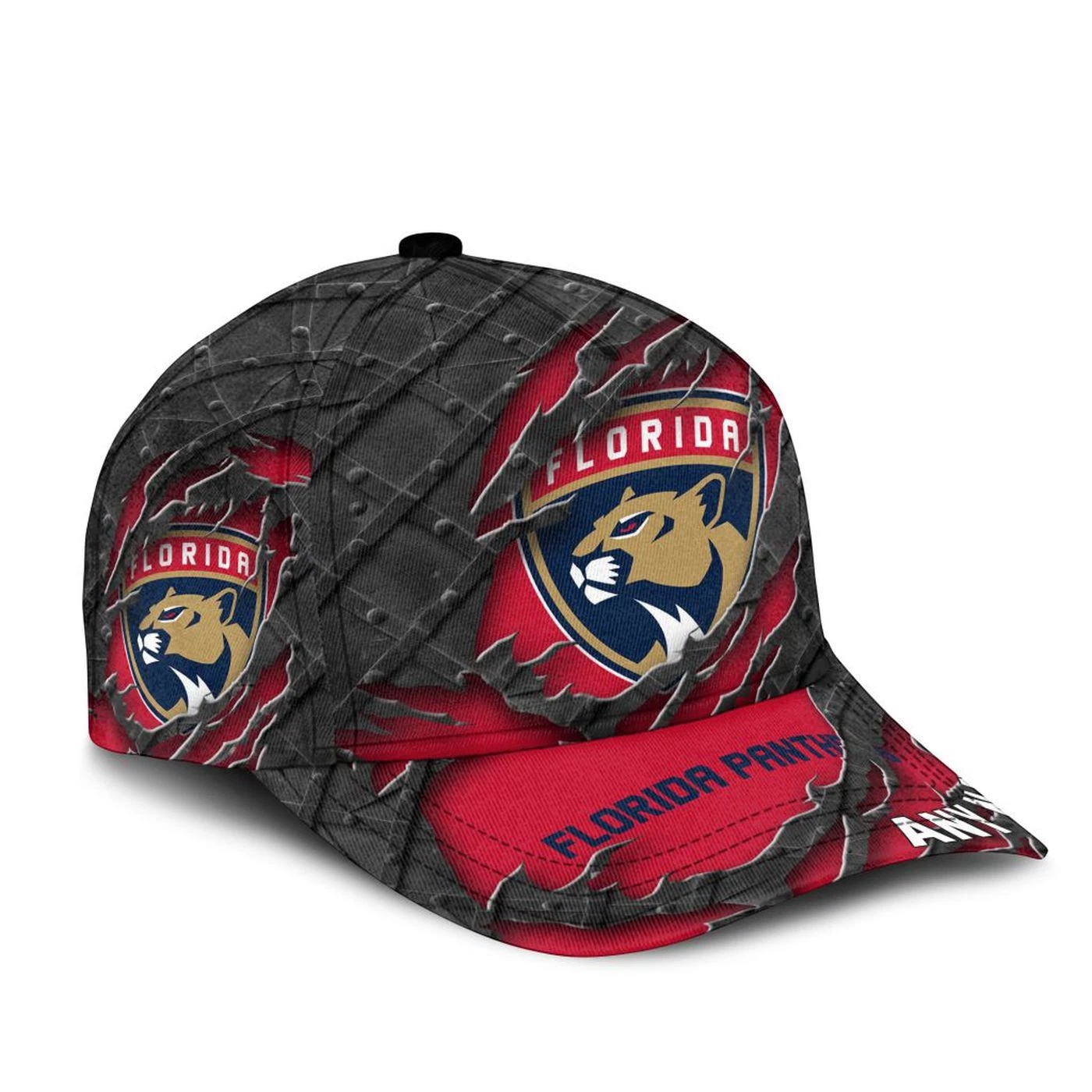 Florida Panthers Personalized Name Black Metal Design Classic Cap