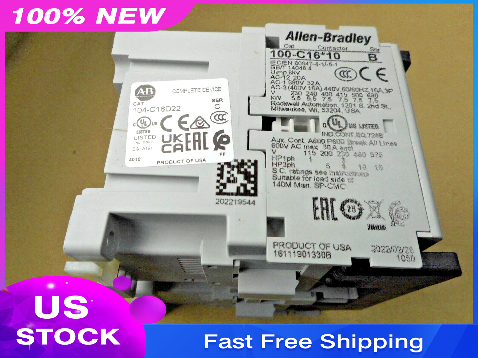 Allen Bradley 104-C16D22 reversing contactor (NIB)