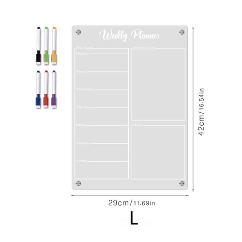 Magnetic Fridge Calendar Board Weekly Schedule Planner with 6 Whiteboard Pens - Picture 7 of 15