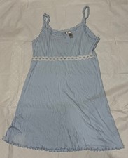 Adonna VINTAGE Size XL Blue Embroidered Neck Knit Tank Night Gown