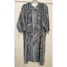 New LulaRoe Women's Blue White Striped Shirt Shirley Kimono Duster Size Large