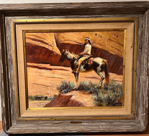 油絵 Wayne Cooper ネイティブアメリカン 西部画 額装 アンティーク Wayne Cooper Art | eBay