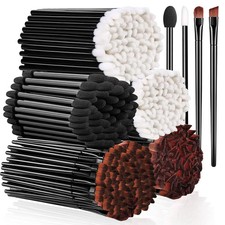 250 Piece Disposable Eyebrow Brush Set - 100 Angled/Round Eyebrow Brushes, 50 Do