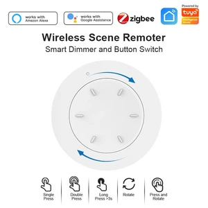 Tuya ZigBee Smart Knob Switch Dimmer Scène sans fil Linkage Bouton de poussée télécommande