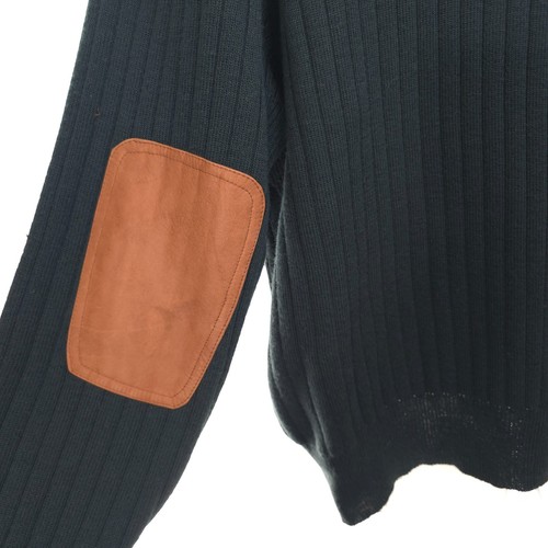 Suéter Orvis Para Hombres XL Mezcla de Lana Azul Marino 1/4 Cremallera Pullover Cuero Parches en el Codo - Imagen 9 de 12