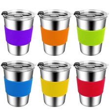 Kids Cups with Lids set for Children Drinking Tumblers mixed set 6 Pack