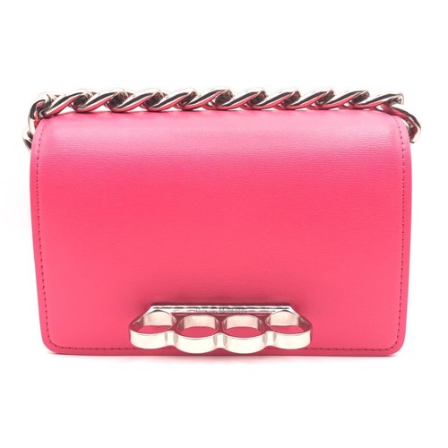 Alexander McQueen Mini Falling Chain Bag Pink Clutch Used Authentic