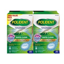 Polident Denture Cleanser Tablets 204 Count Rapid Clean Antibacterial
