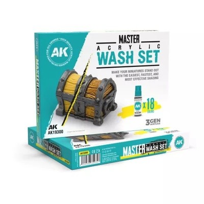 AK Interactive AK19300 - Master Acrylic Wash Set - Full Range (18x18ml) - Neu