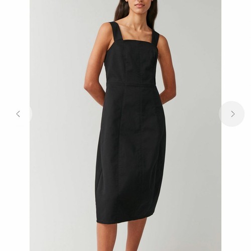 COS Black Sleeveless Cotton Midi Dress 
