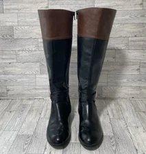 Coach And Four Ladies Knee High Boots Black Brown Size 6½ New No Box