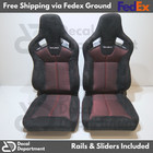 Set of 2 Reclinable Slider Seats For Recaro Seat Red Black + Rails & Slider