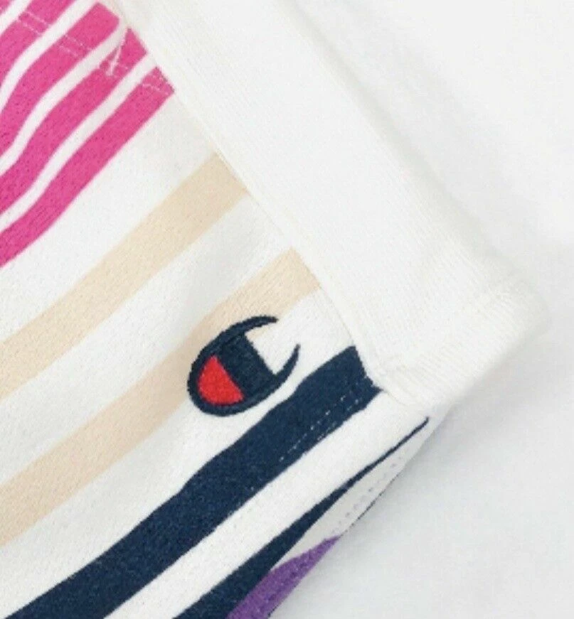 Pantalones Cortos Champion Para Mujer Pequeños Retro Caramelo Rayas Tejido Inverso Rosa Púrpura Nuevos Foto 3 de 4
