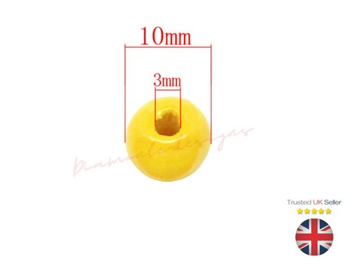 100 Pcs Yellow 10mm x 9mm Wooden Spacer Beads Kids Jewellery Craft Beading A338 - Picture 2 of 2