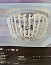 Allen + Roth Cait 4-Light Flushmount LWhite Shade Flush Mount Light #2180335