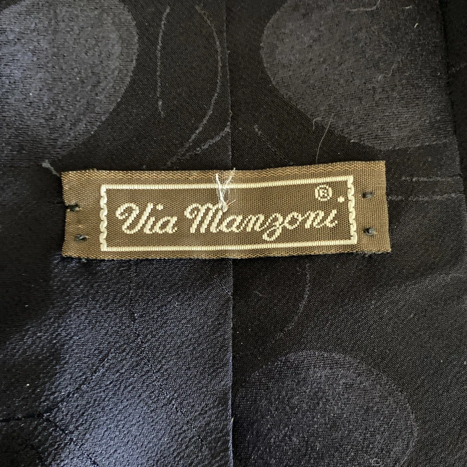 Via Manzoni Silk Tie Men’s Gray with Multicolor 100% Silk 4 Inch USA - Image 3 of 4