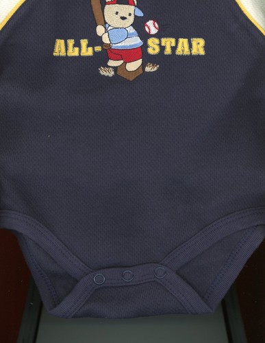Shirt + Shorts 0-3 mo All Star Baseball One Piece Snap Crotch B1-A6 - Picture 3 of 5