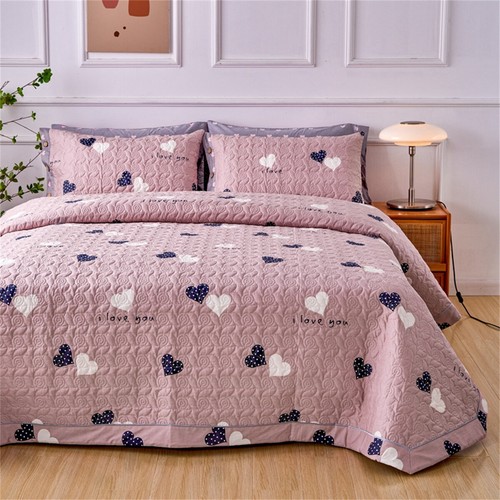 Hearts Patchwork Quilt Bedspread Coverlet Throw Rug Queen/King 100% Cotton - Picture 3 of 10