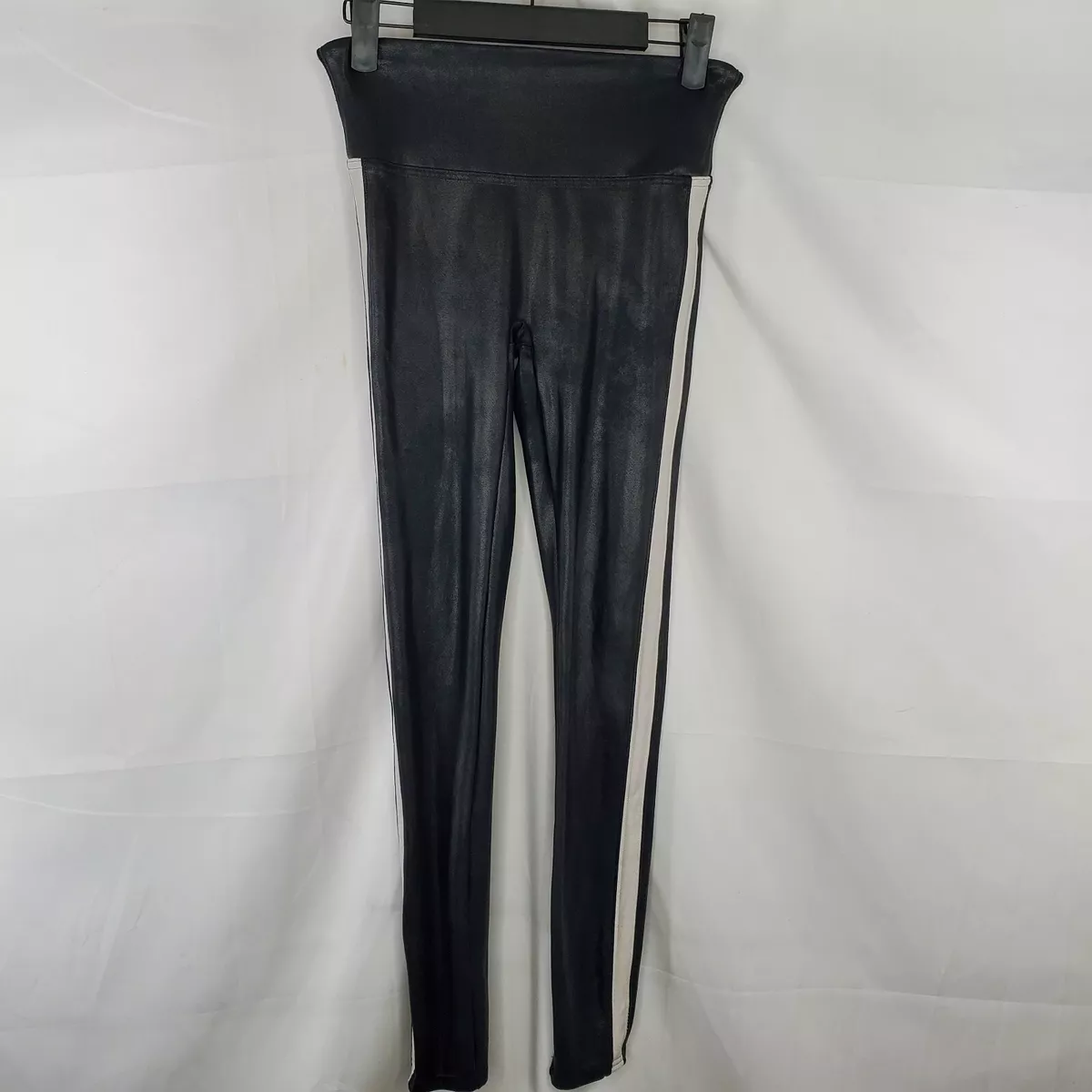 Spanx Black Faux Leather Leggings Women's Size XS Petite