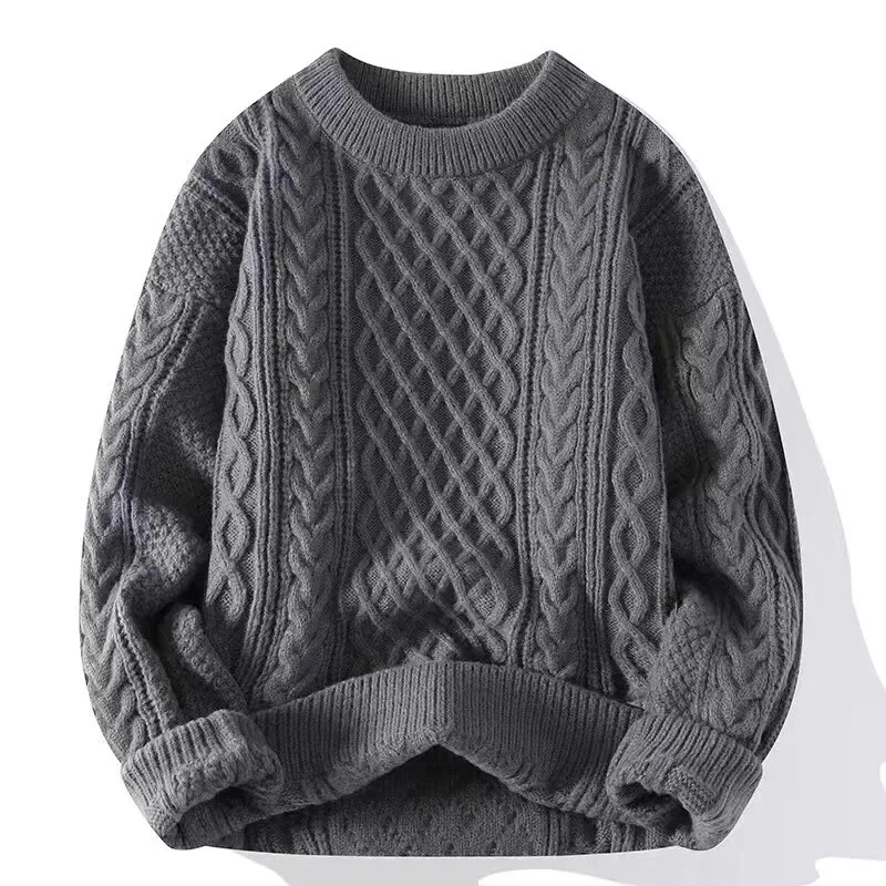 Men's Autumn/Winter Knitted Sweater Round Neck Pullover Top Knit Wool Clothes - Image 2 of 4