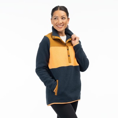 KLIM High Pile Mountain Fleece Pullover, Dress Blues - Mock Orange - Non-Current