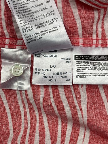 LEVIS Cubano Button Shirt Paradise Pink Relaxed Wavy Stripes Lyocell Hemp Size L - Picture 10 of 13