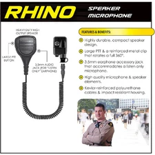 Earphone Connection RHINO Speaker Microphone for Harris / Macom LPE MRK