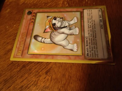 rescue cat yugioh card (Secret Rare) - RA02-EN001 - Secret Rare You can only use this effect of Rescue Cat once per turn. Yugioh Rescue Cat Gold El
