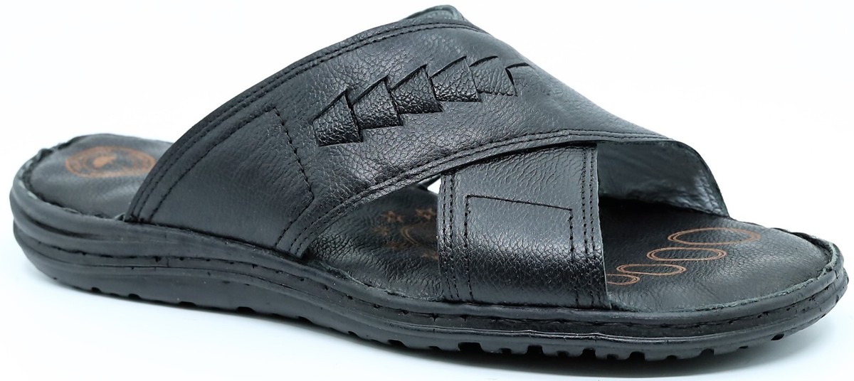 Lusco Cross Strap Mens Sandals Full leather Comfort Indoor and