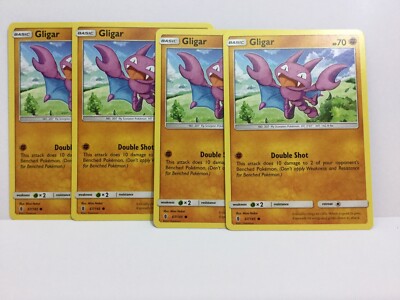 POKEMON 4X GLIGAR 67/145 COMMON CARD SUN & MOON GUARDIANS RISING NM/MINT