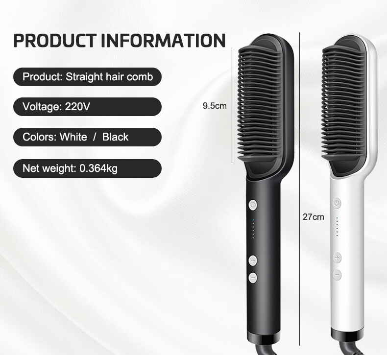 Black Ionic Hair Straightening Brush Styling Straightener for Frizzy Hair USA