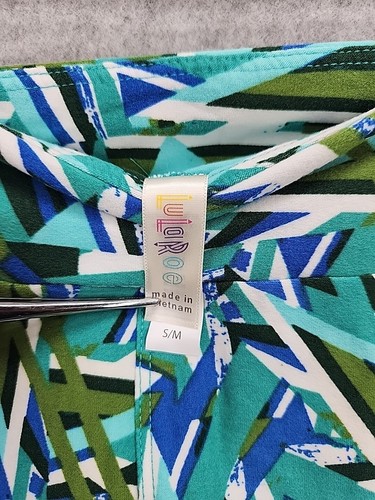 NEW LuLaRoe Kids Leggings Green/Blue Geometric Pattern S/M - Picture 4 of 6