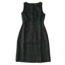 NWT J.Crew 365 Pleated A-line in Black Structured Linen Sleeveless Dress 00