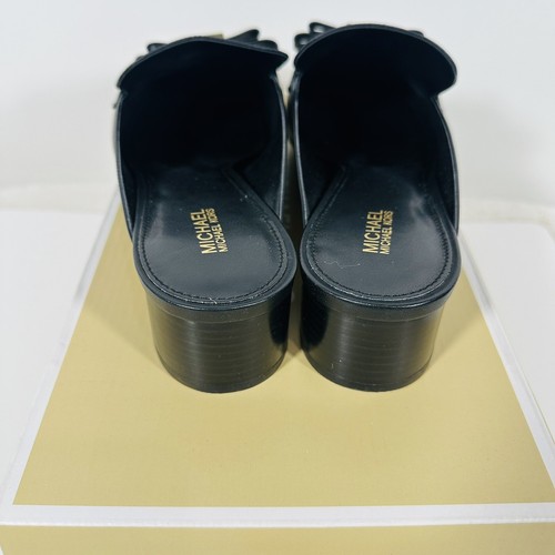 Michael Kors Size 9.5 Black Leather CAROLINE Mule Slip On Heels NIB - Picture 4 of 7