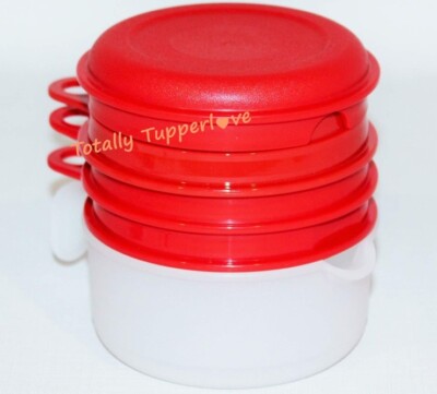 Tupperware Cooks Maid Set 5 Pieces Grater, Egg Separator, Juicer Red NOS