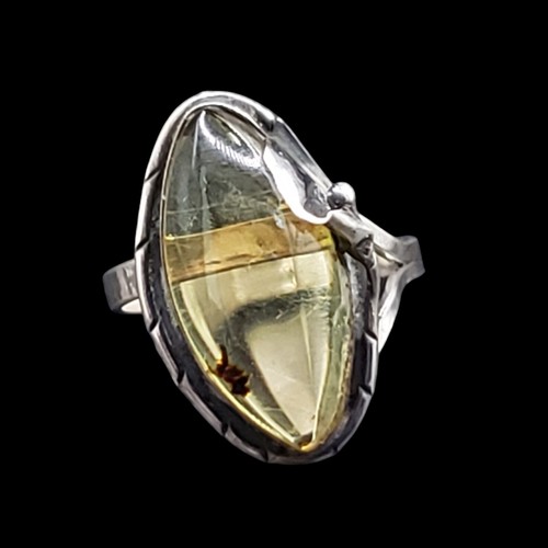 Bellissimo Anello Argento Sterling 925 Ambra Baltica 2,1 Grammi Taglia Regolabile - Foto 5 di 6