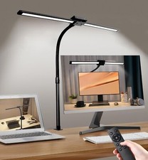 Gooseneck Led Desk Lamp with Clamp, Desk Lamp with Eye Protection, Remote Con...