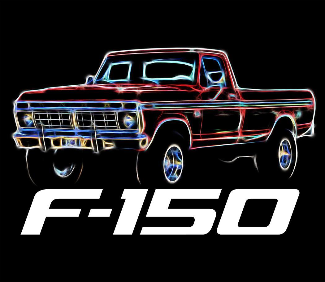Flexfit 6511 Trucker Mesh Cap - 1973-77 Ford F150 Classic Outline Design, Royal Blue